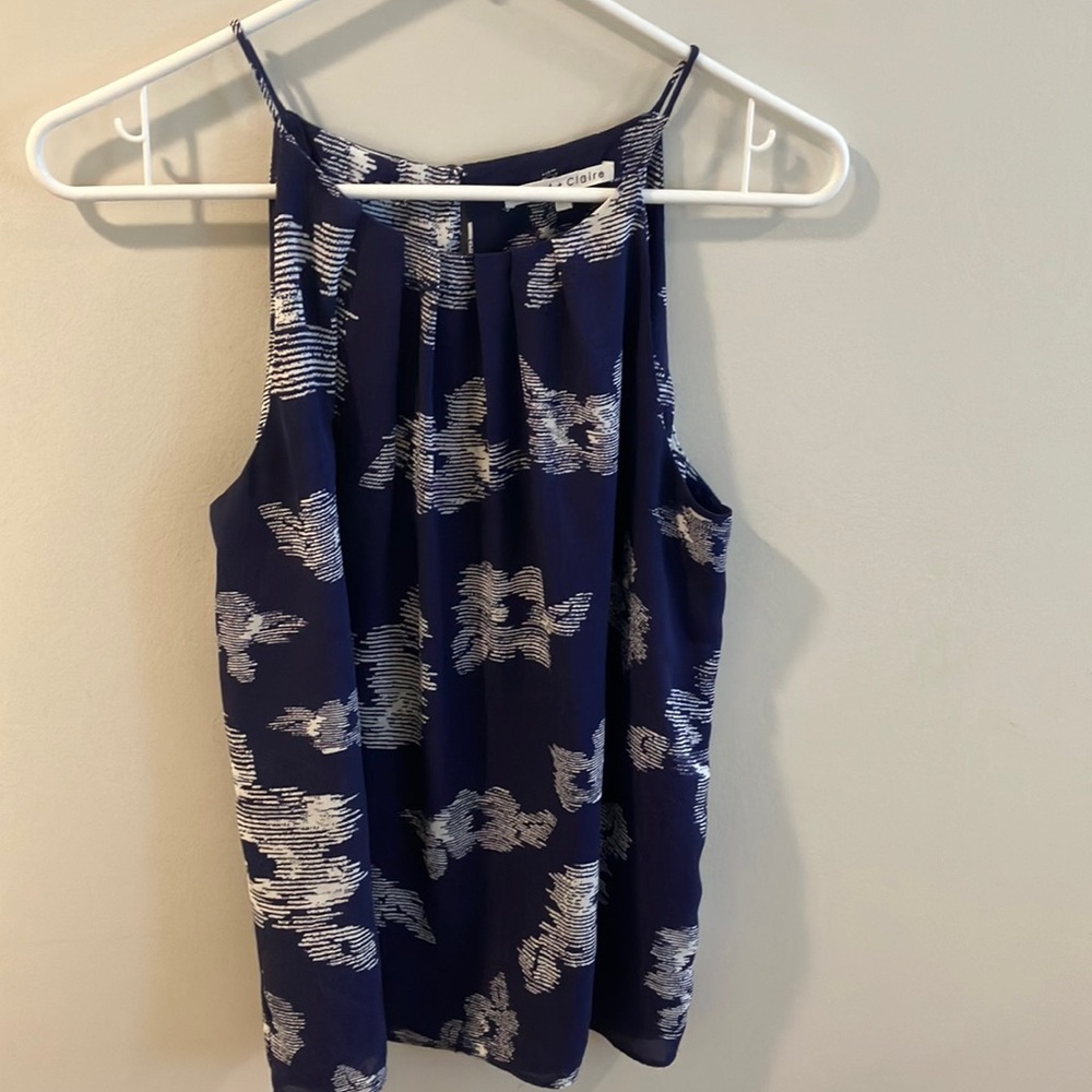 Navy Blue Patterned Women's Top